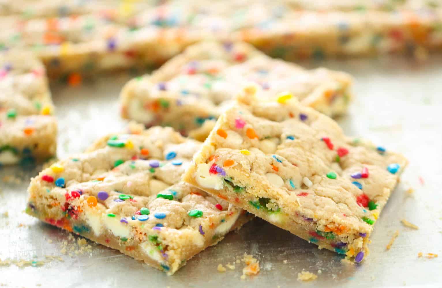 Sliced  Sheet Pan Funfetti Cookie Bars