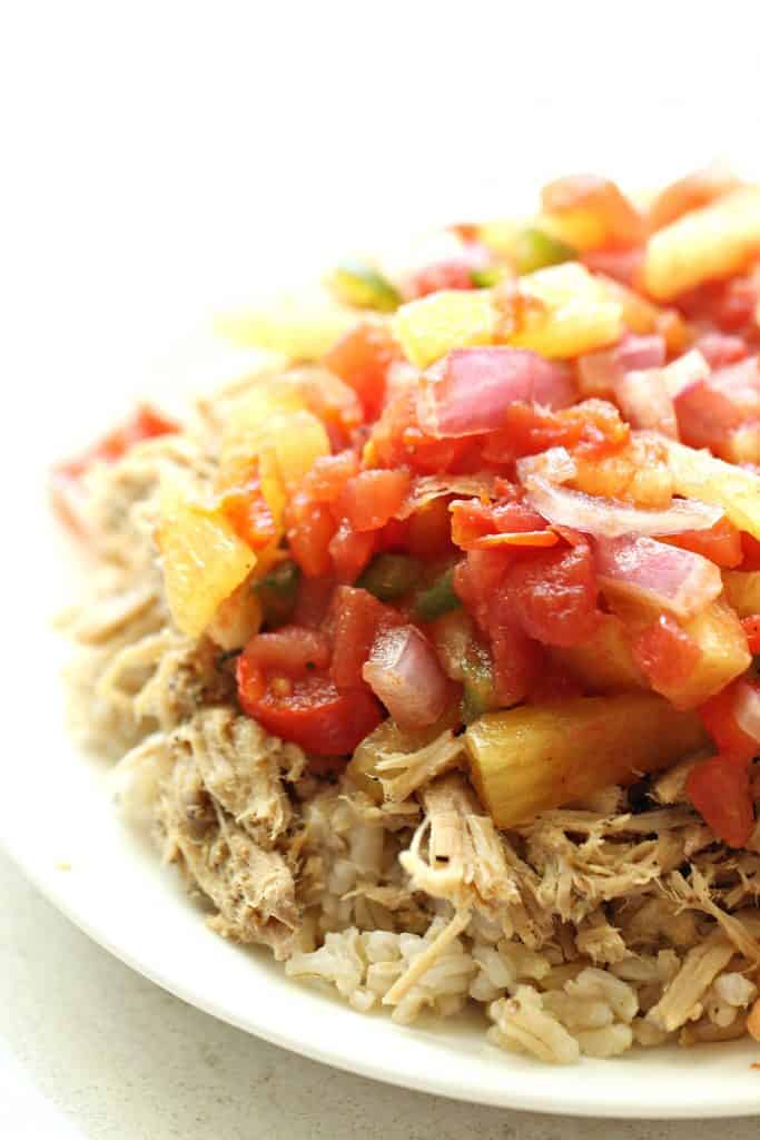 slow cooker caribbean jerk pork and salsa