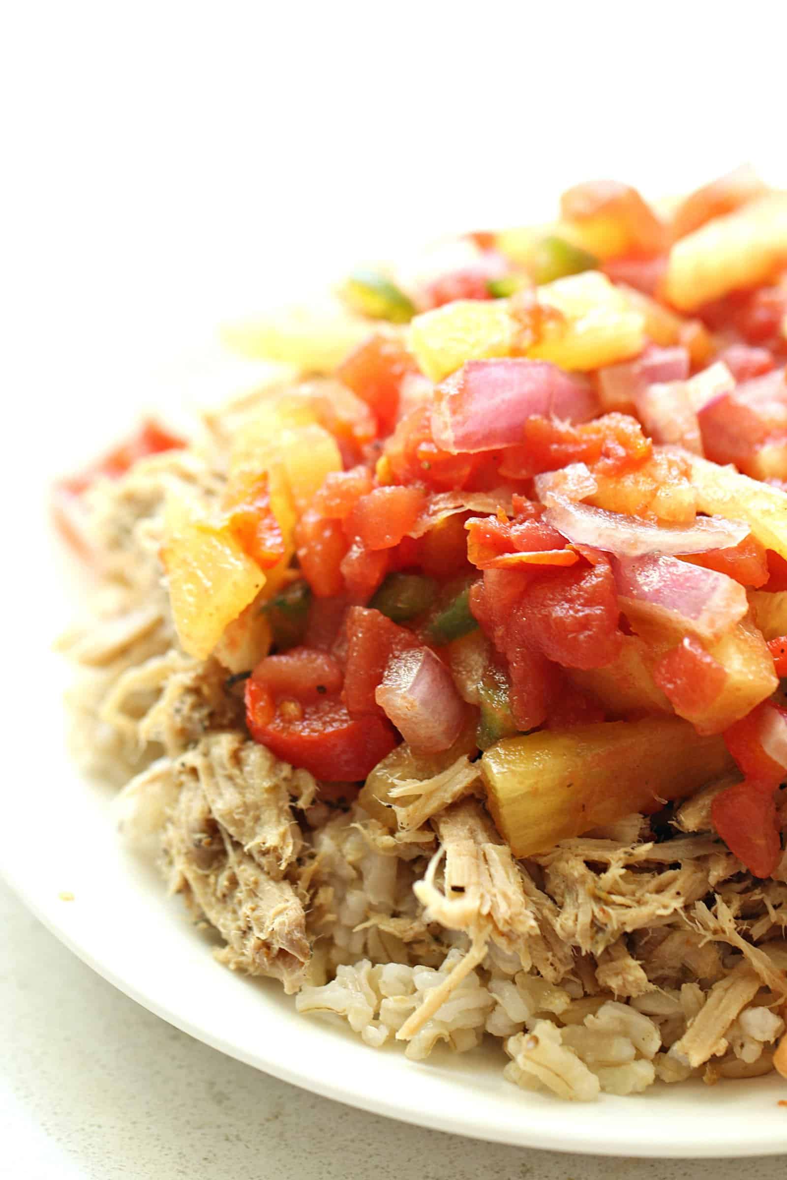 Slow Cooker Caribbean Jerk Pork and Salsa