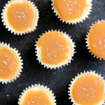 Mini Salted Caramel Cheesecakes all on a platter, ready to serve