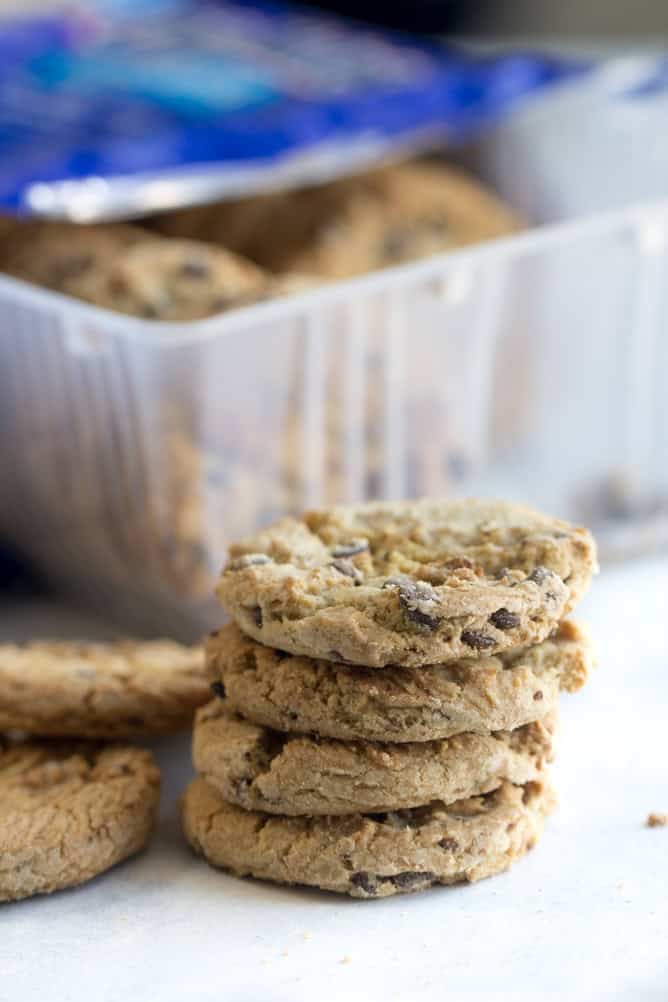 Stack of ChipMates Original Chocolate Chip Cookies.
