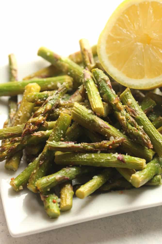 Parmesan Lemon Asparagus on a plate