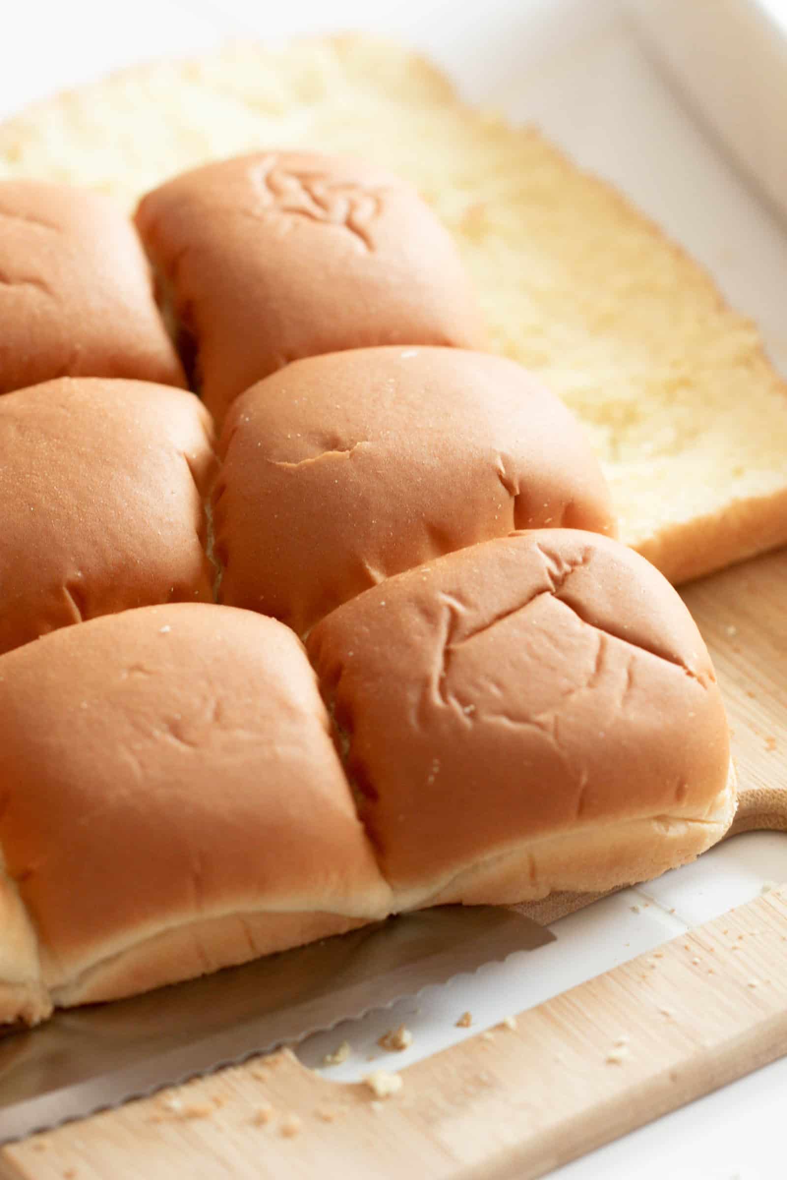 Slider rolls cut in half