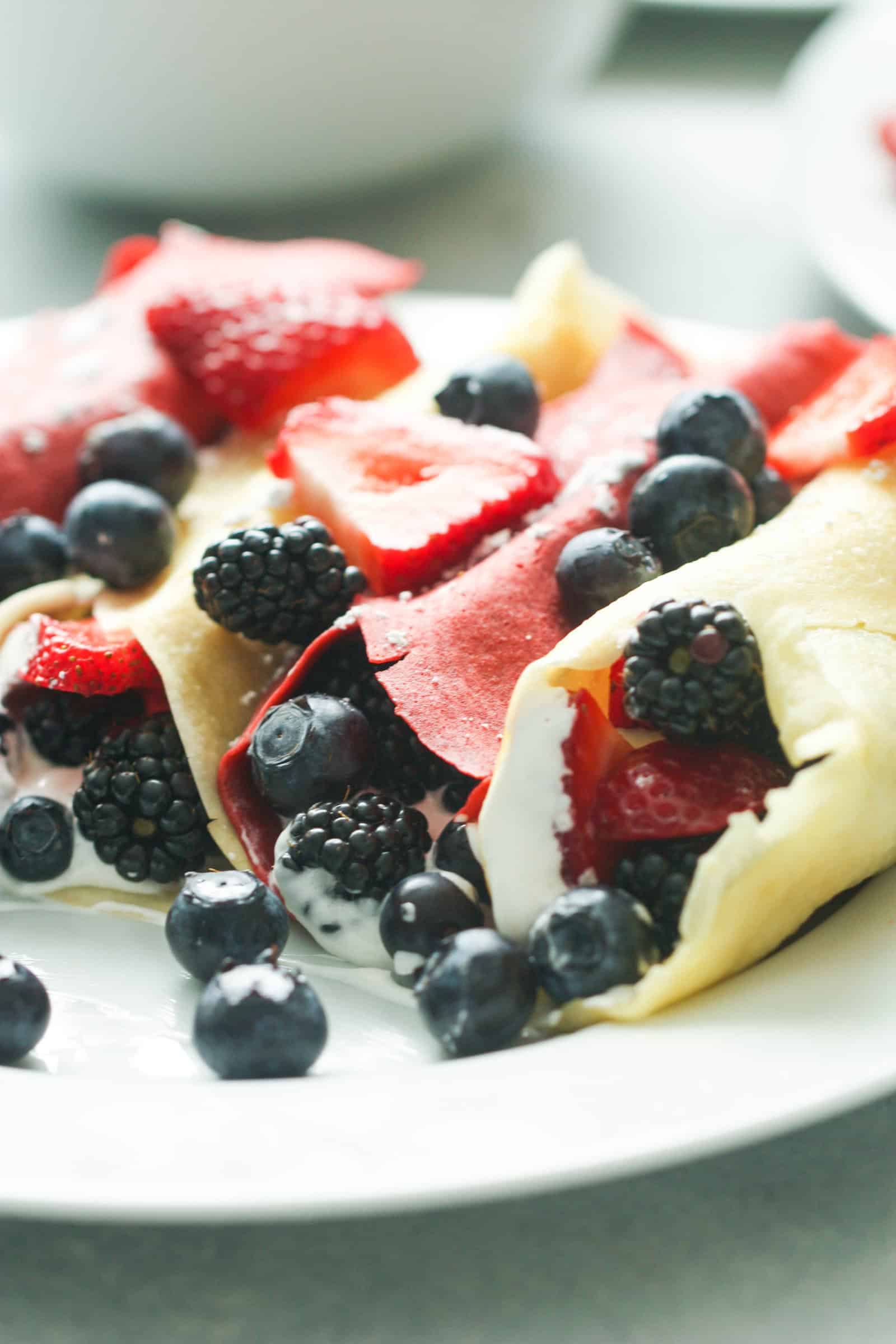 Close up of two patriotic crepes on a plate