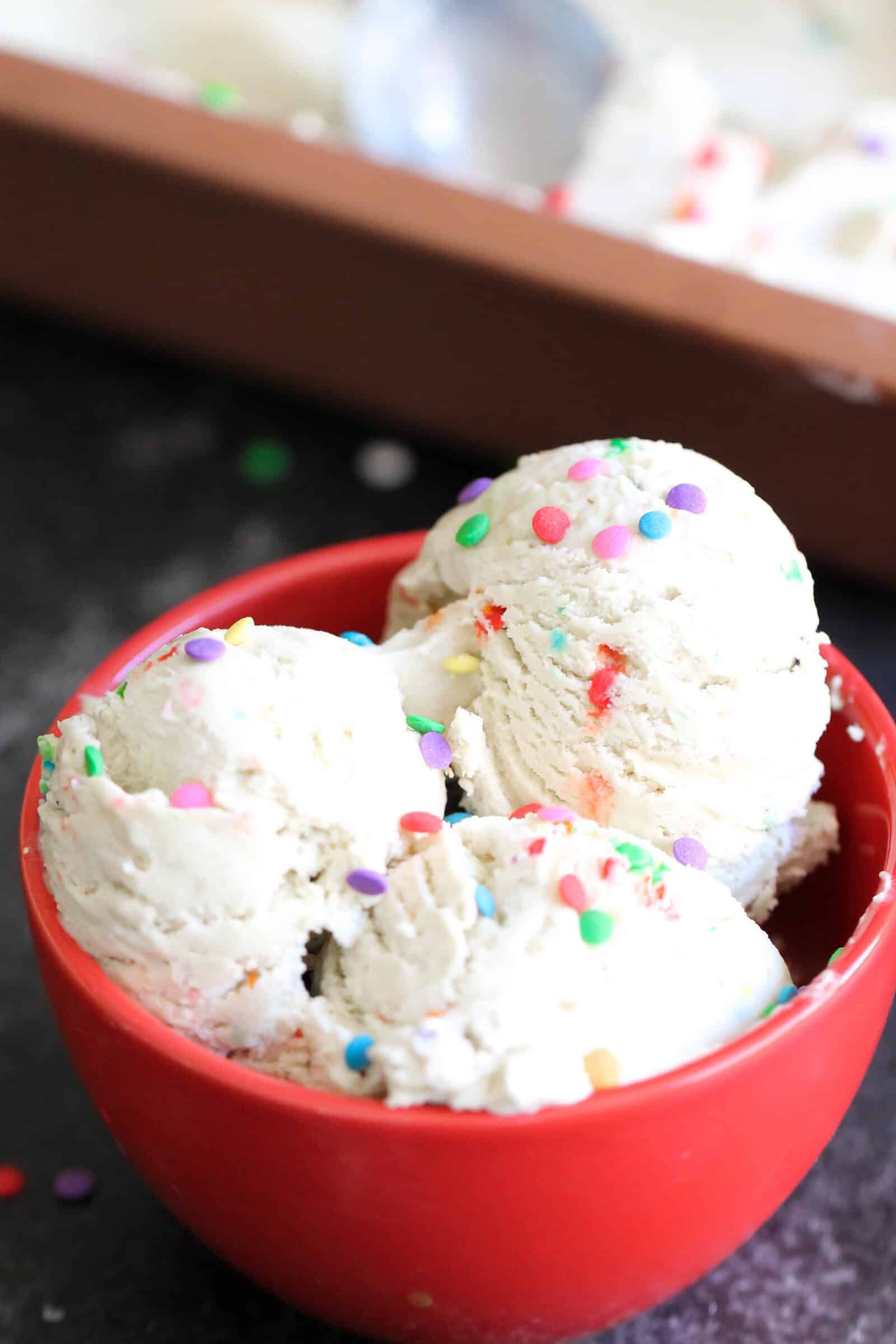 No-Churn Birthday Cake Protein Ice Cream