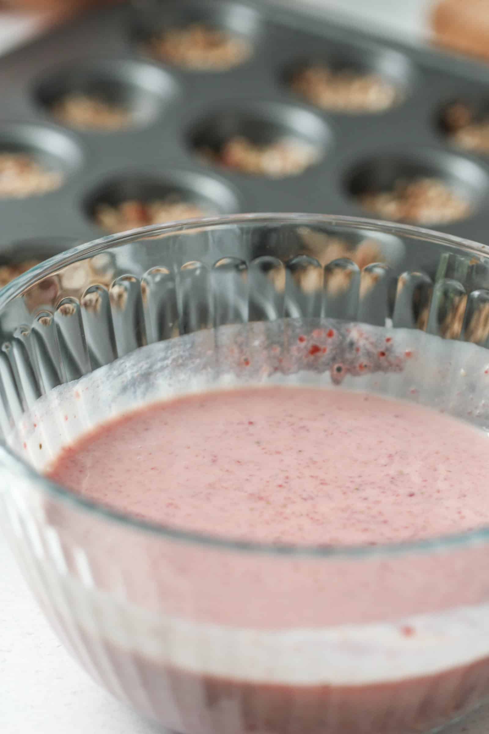 Skinny Frozen Strawberry Bites mixture in glass bowl