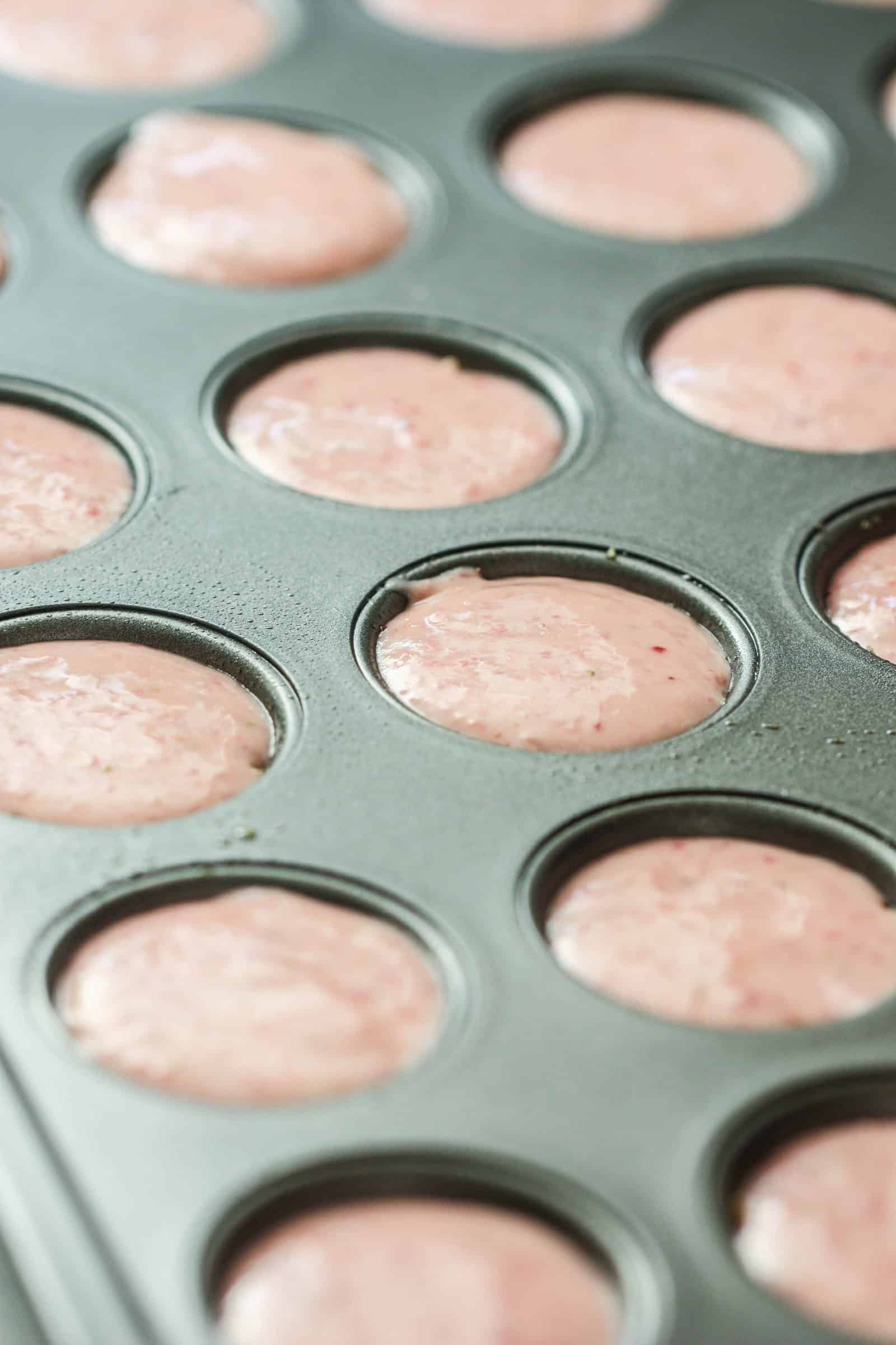 Skinny Frozen Strawberry Bites in muffin tin