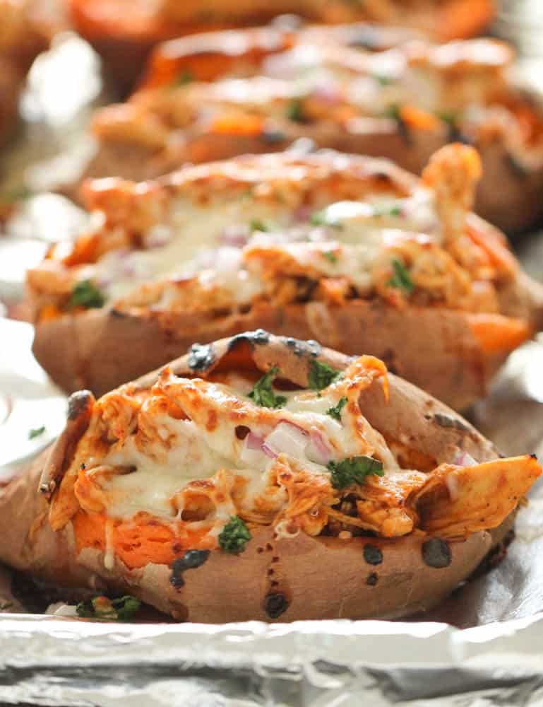 BBQ Chicken Stuffed Baked Sweet Potatoes Recipe