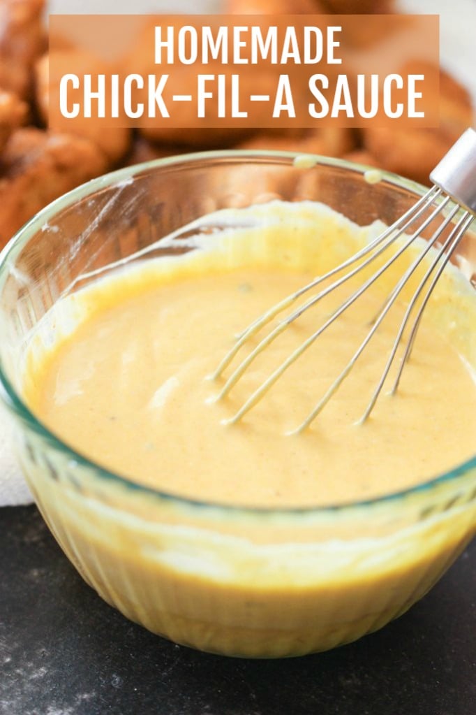 Homemade Chick-Fil-A Sauce in a bowl with a whisk