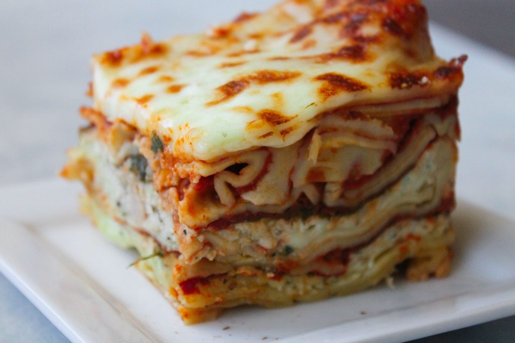 Slice of Easy Homemade Lasagna on a plate
