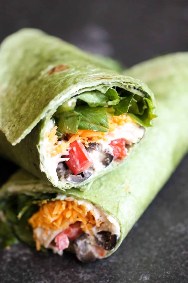 caesar salad wrap with olives