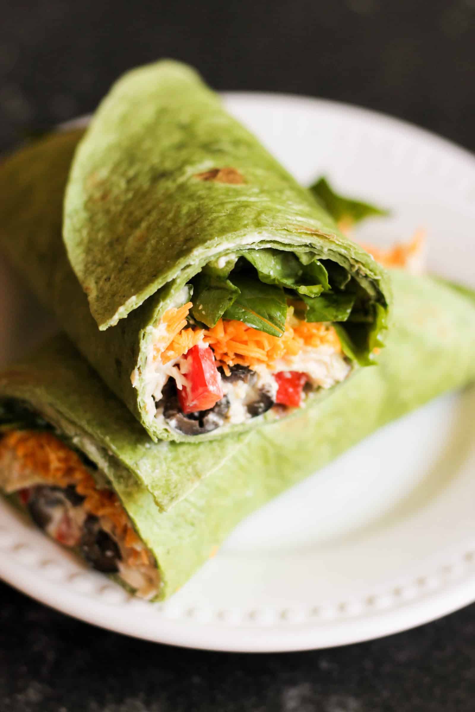 caesar salad wrap with spinach tortilla