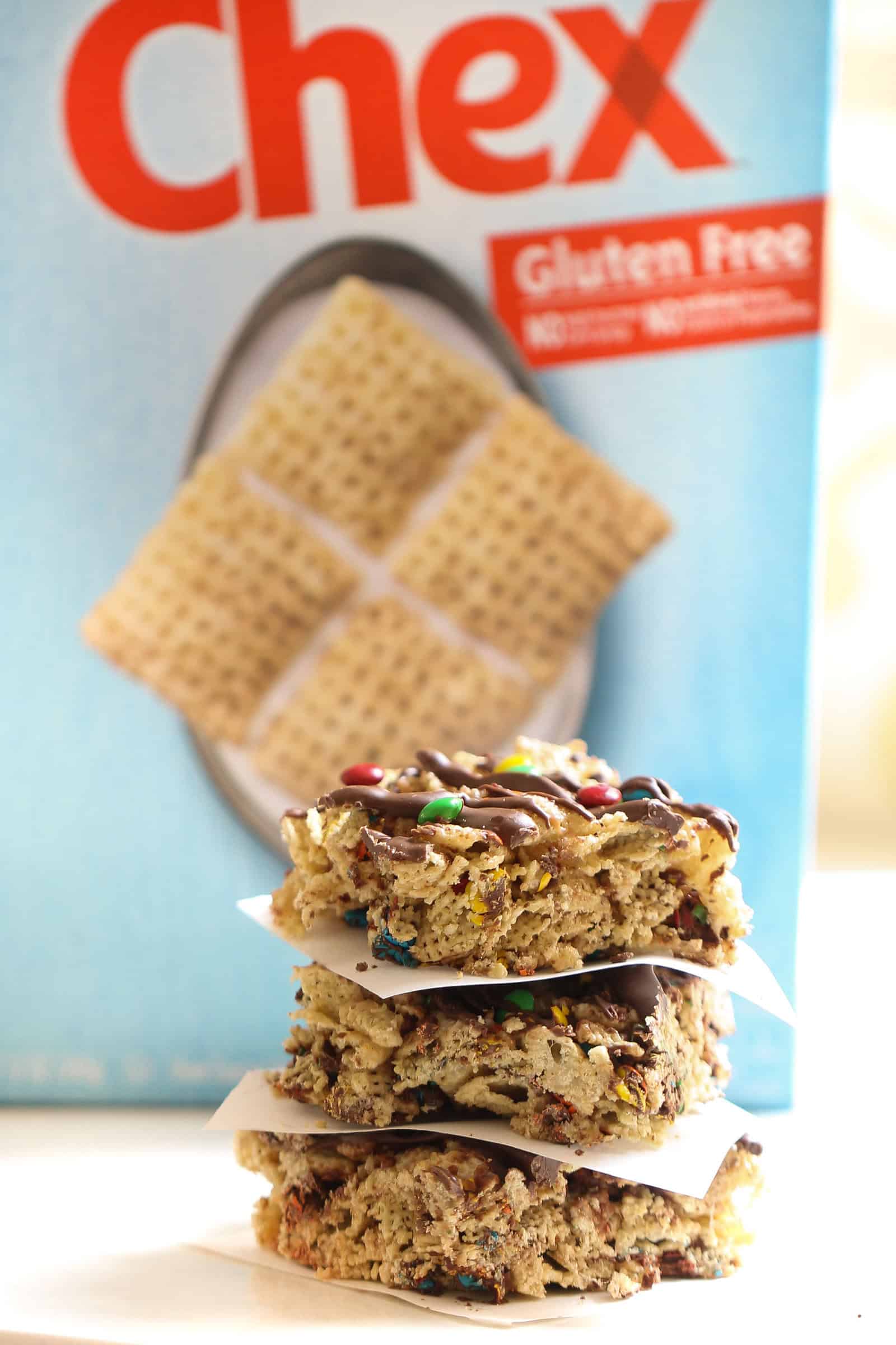 No-Bake Chewy Chex Bars stacked