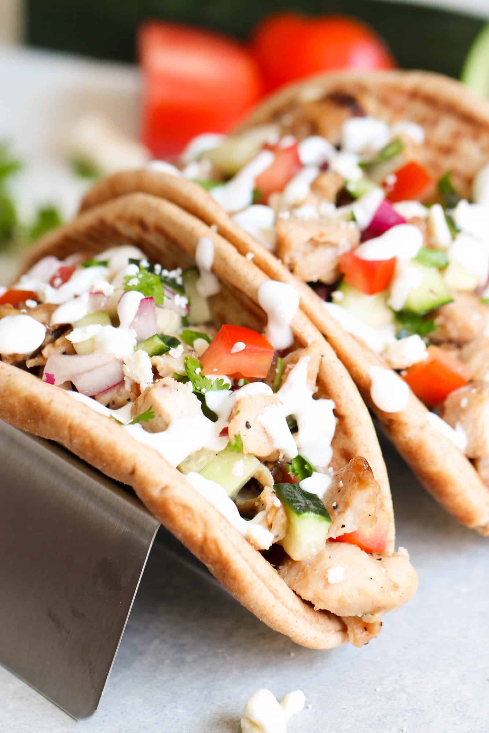 Mediterranean Chicken Pita Tacos Recipe