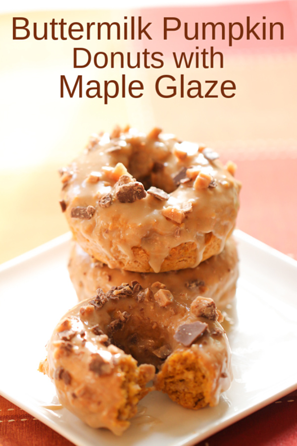 Buttermilk Pumpkin Donuts with Maple Glaze stacked