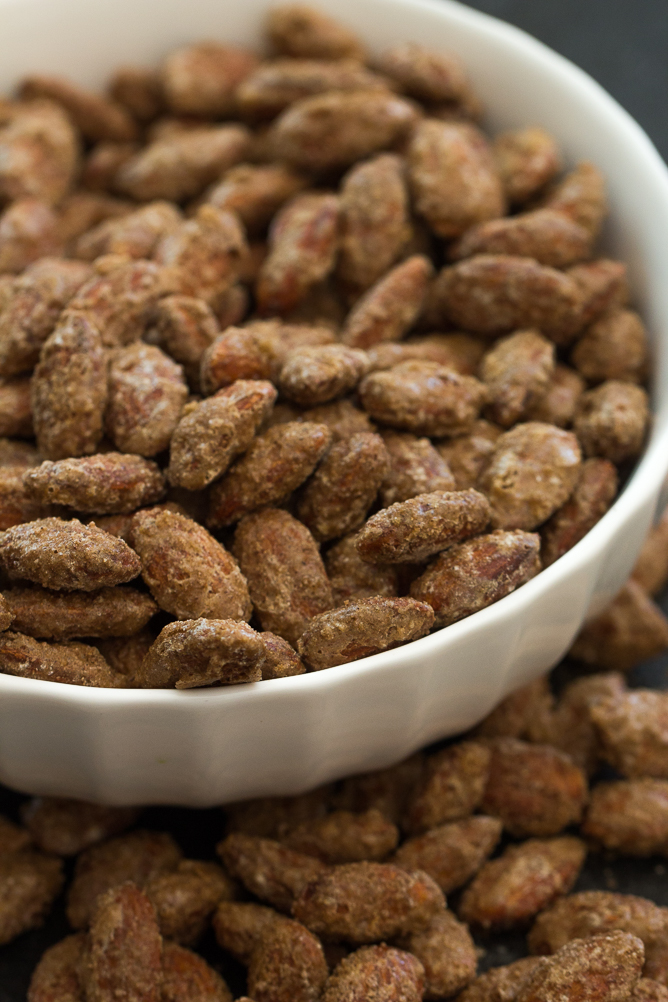 A bowl of Roasted Pumpkin Spice Almonds