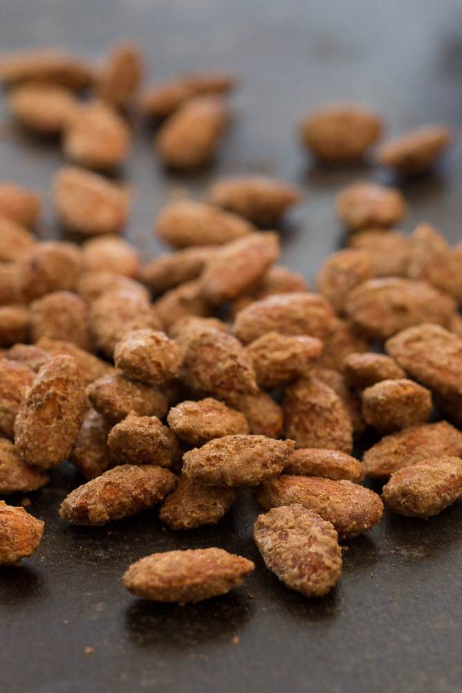 Roasted Pumpkin Spice Almonds on a counter