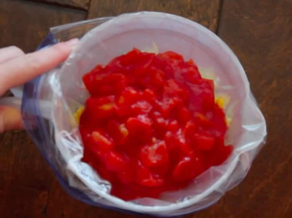 Plastic water picture with ziploc bag for freezer meal