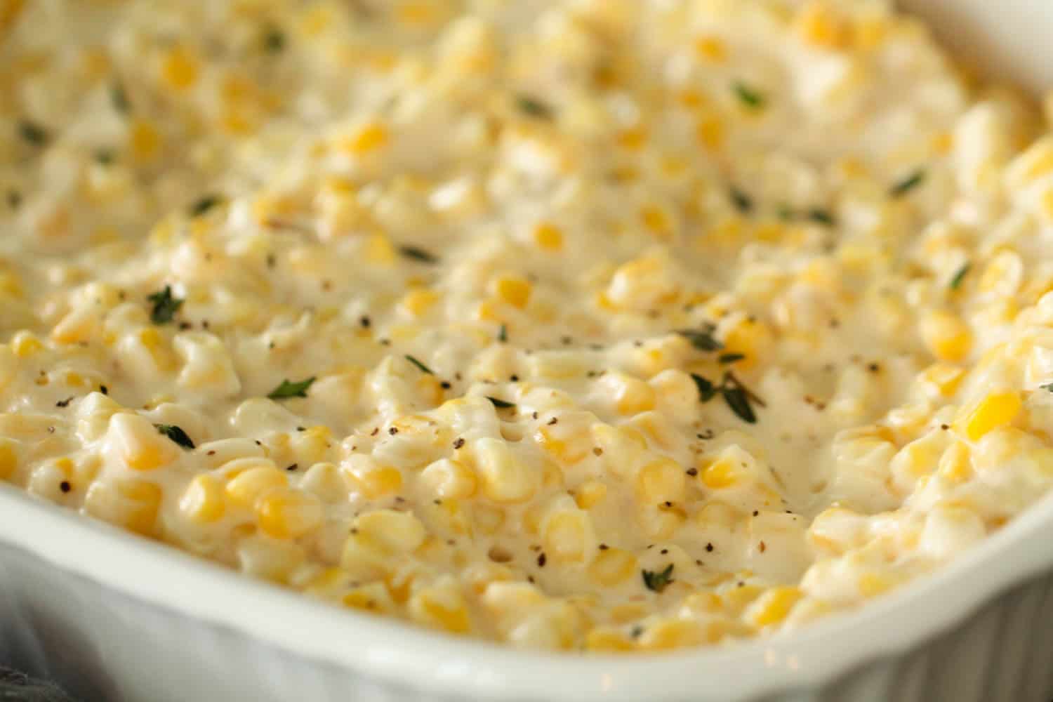 Cooked corn in serving dish for six sisters stuff