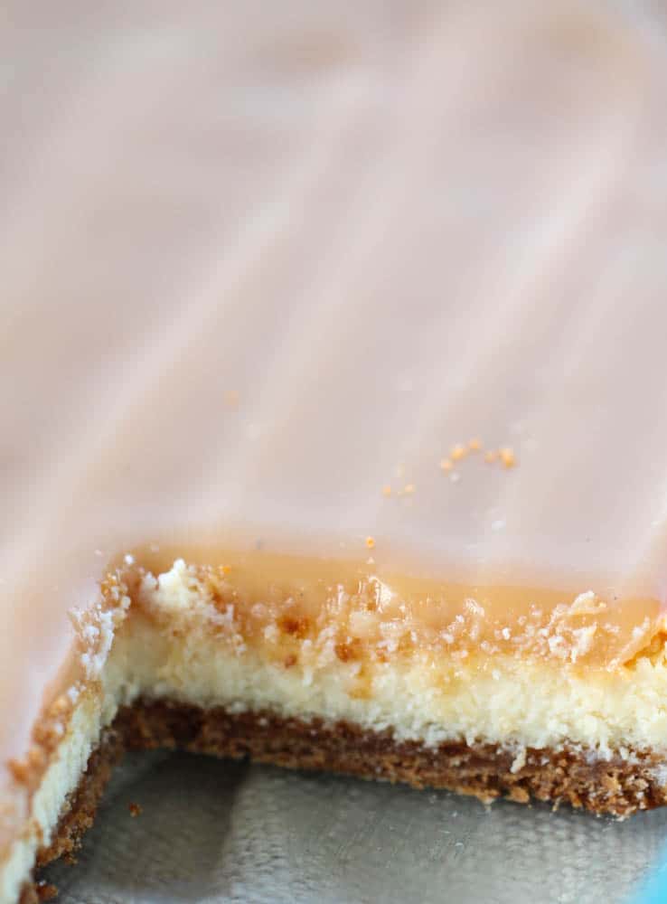 Slice of Caramel Cheesecake Bars