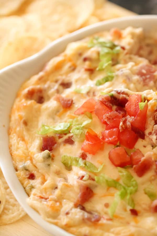 Close up of Baked BLT Dip