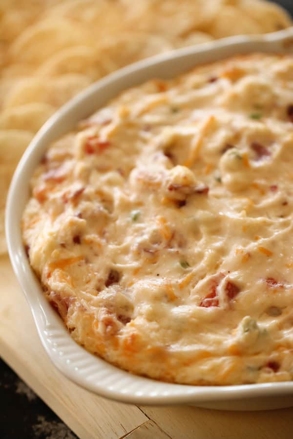 Unbaked BLT Dip ready to go in the oven