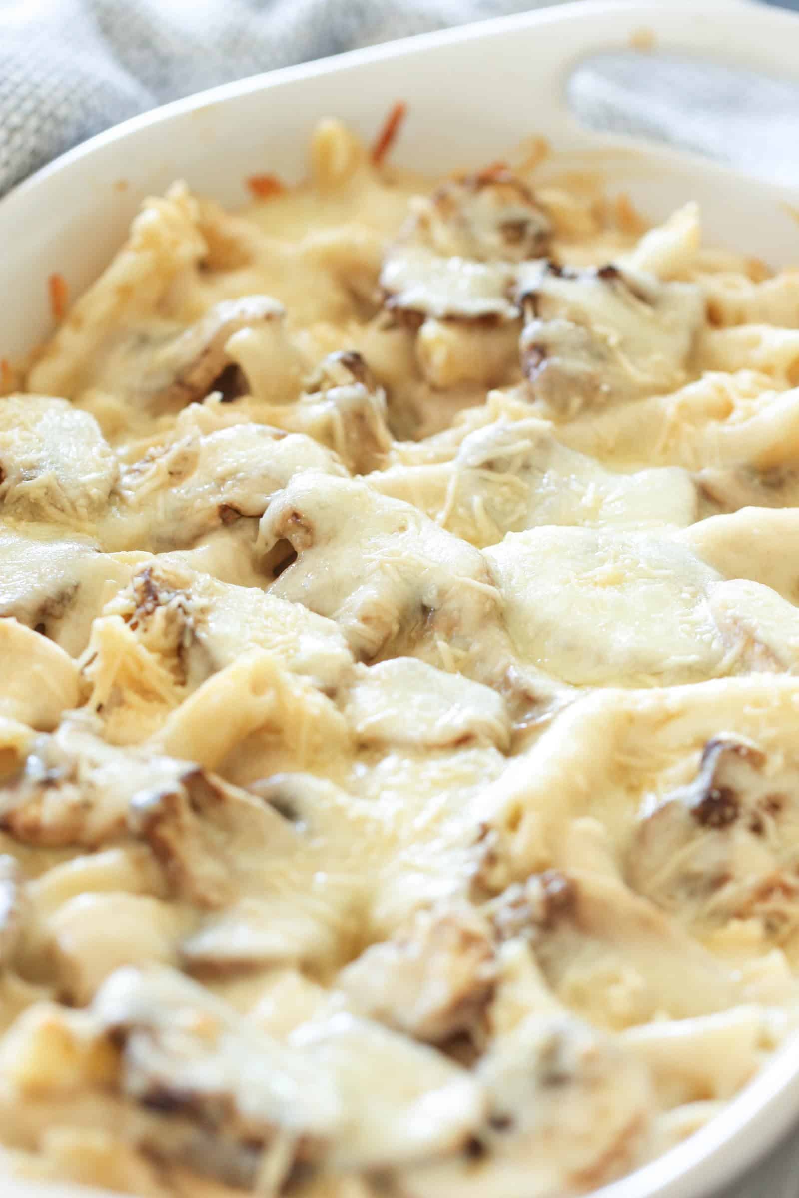 Mushroom Chicken Alfredo Casserole