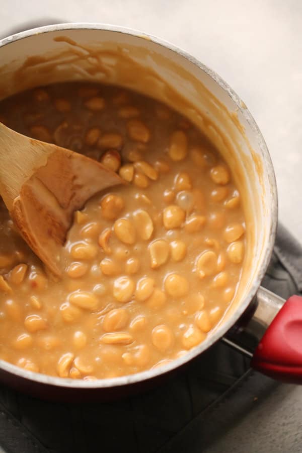 Peanuts in saucepan