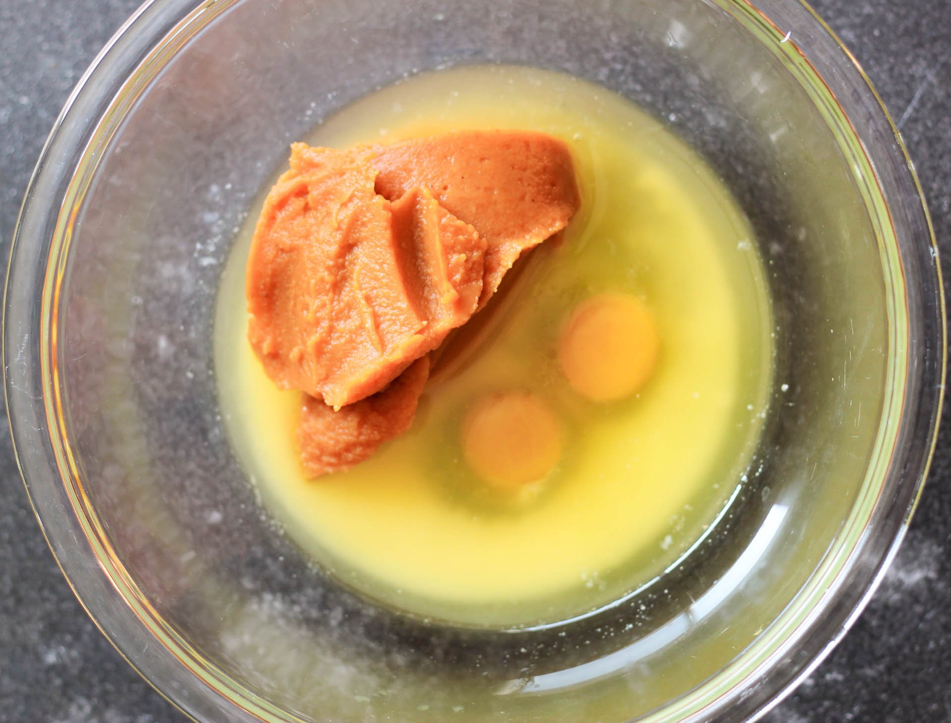 Pumpkin mixture in second mixing bowl