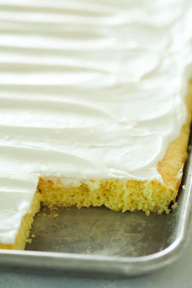 Easy lemon sheet cake with buttercream frosting