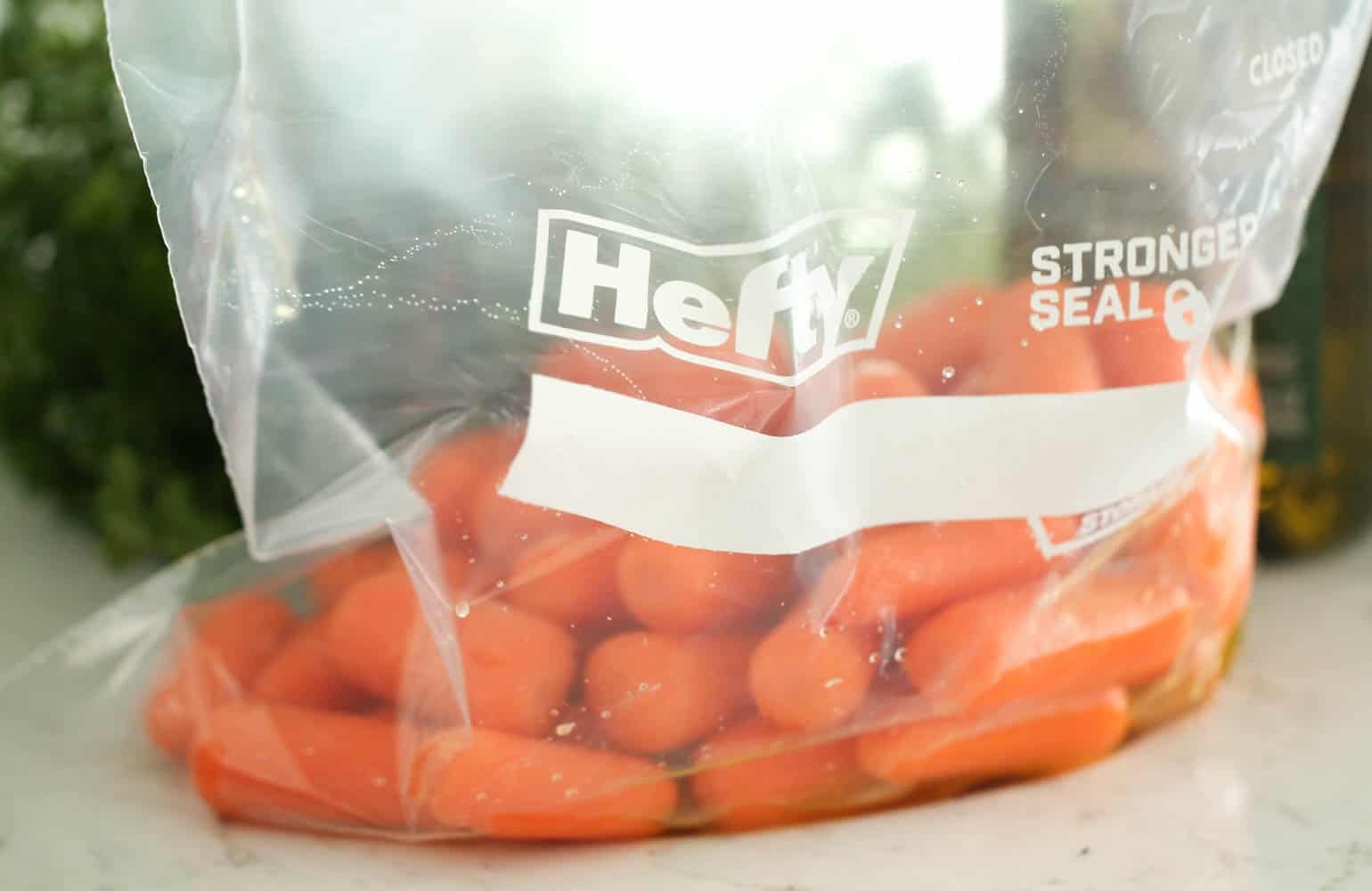 Honey Roasted Carrots in ziploc bag to get coated