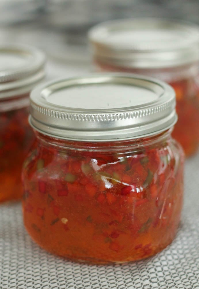 A jar of Easy Red Pepper Jelly