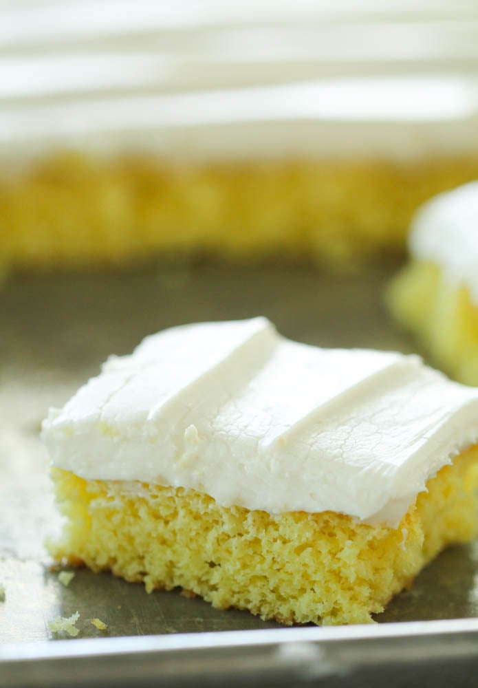 Easy lemon sheet cake with buttercream frosting