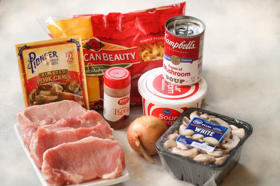 Ingredients needed to make Slow Cooker Pork Stroganoff