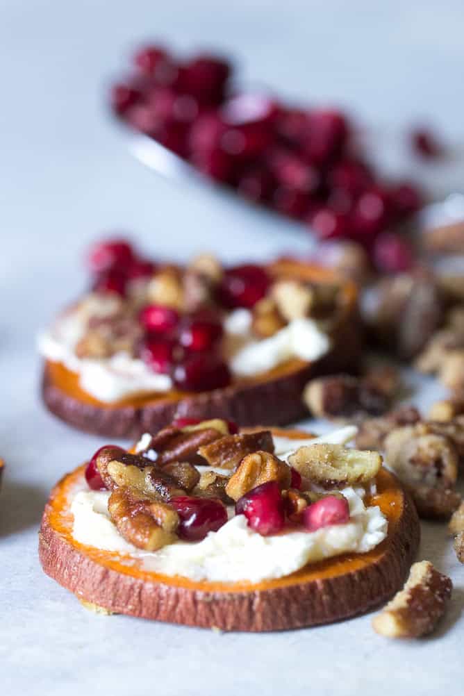 Sweet Potato Crostini with Pomegranate and Honey Recipe