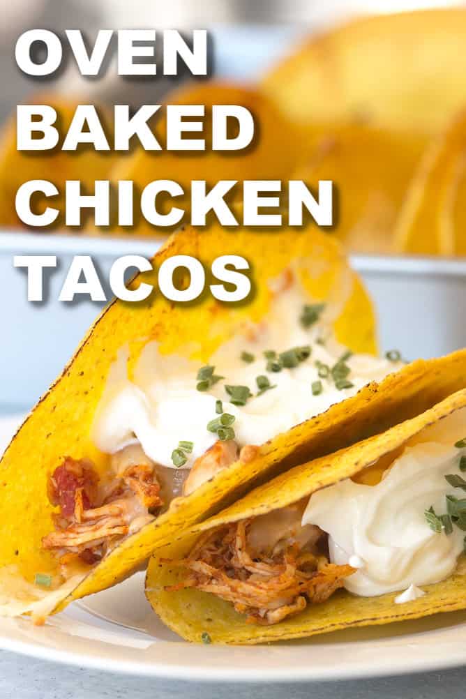 Oven Baked Chicken Tacos Text on Image