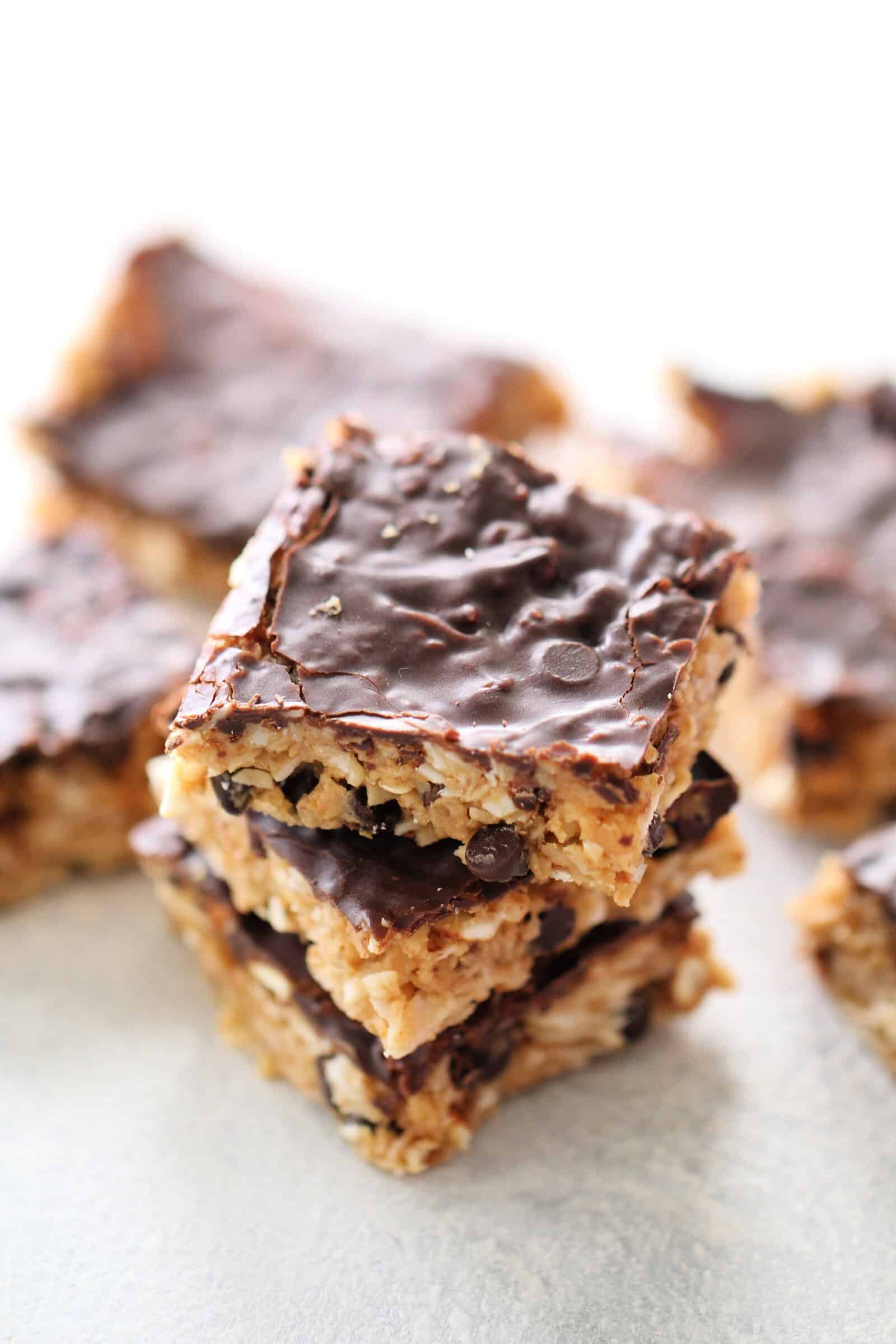 Healthier Chewy Peanut Butter Oatmeal Bars Recipe