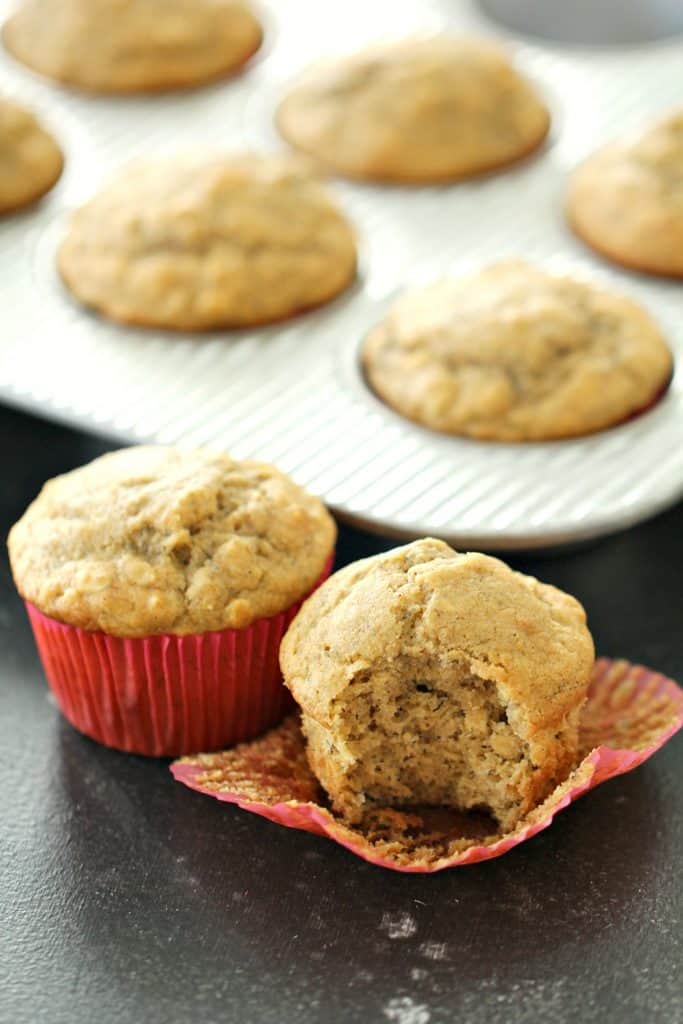 soft banana oatmeal muffins