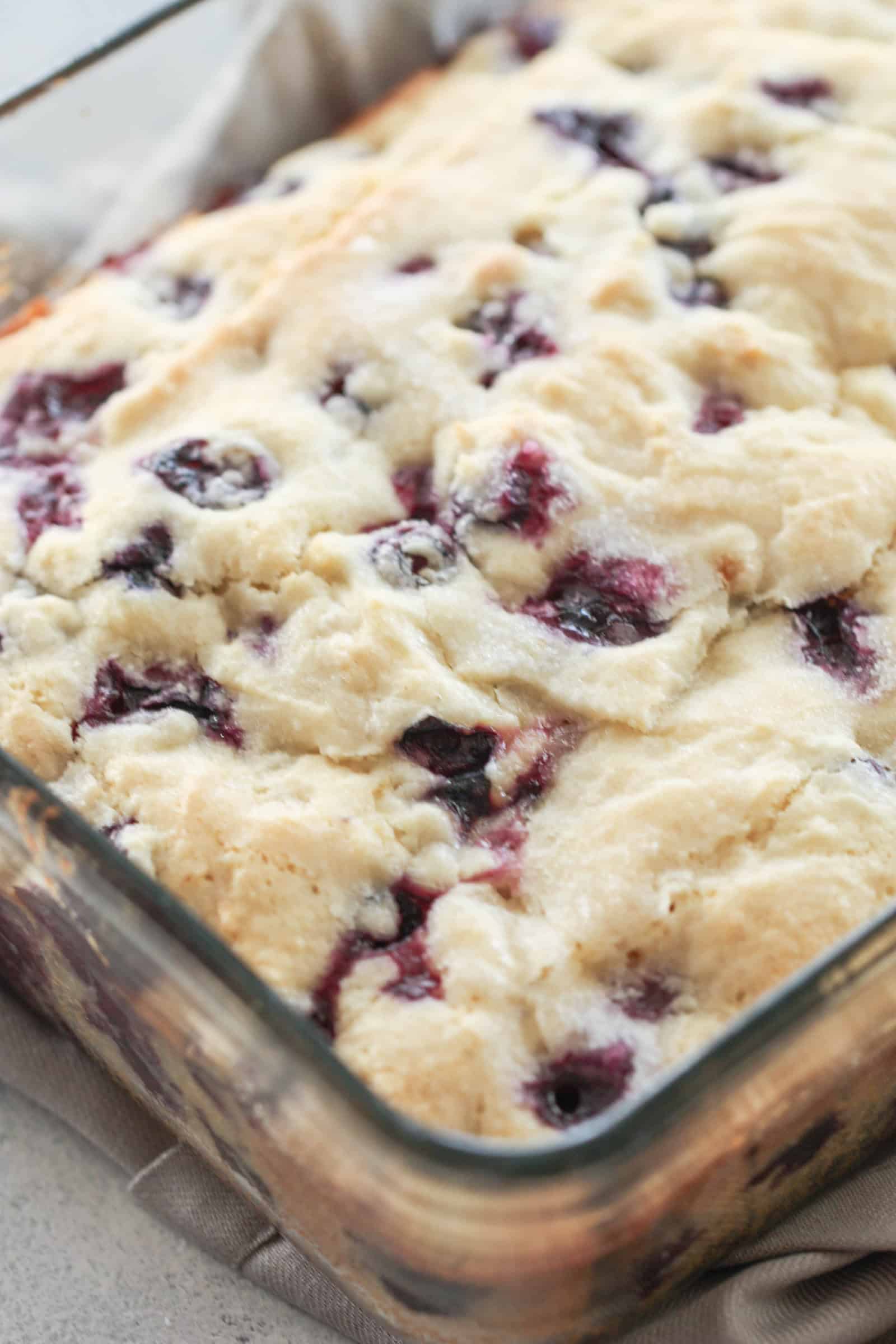 Lemon blueberry cake batter baked