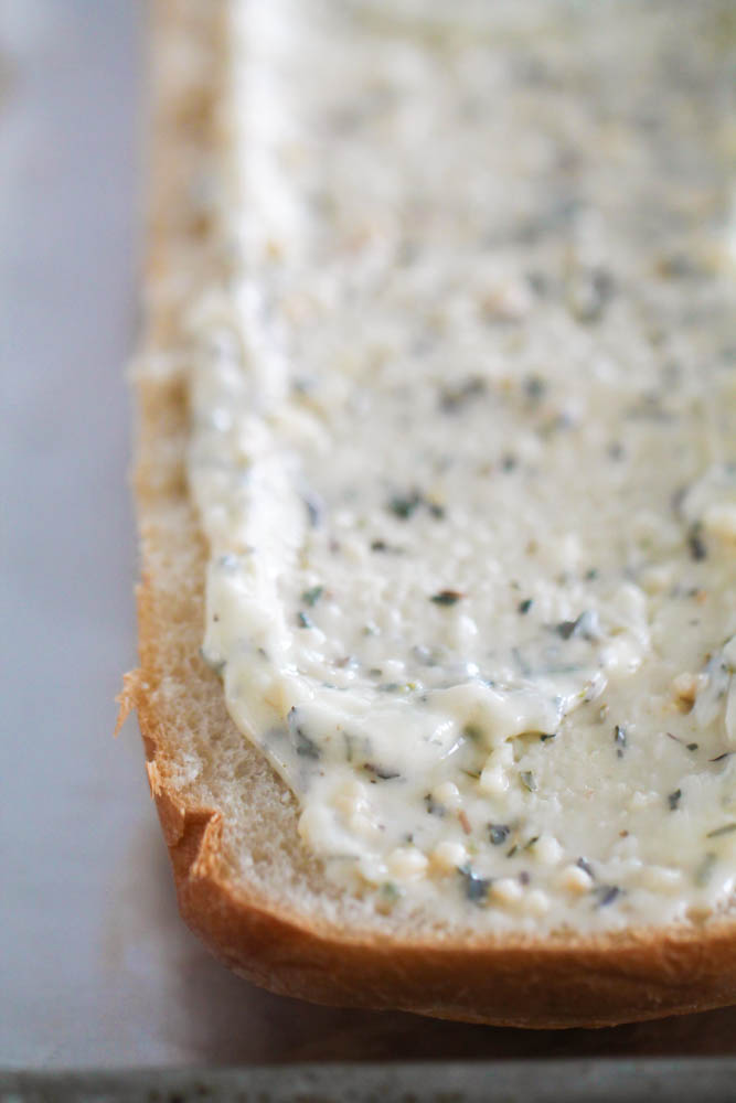 Garlic butter spread on french bread