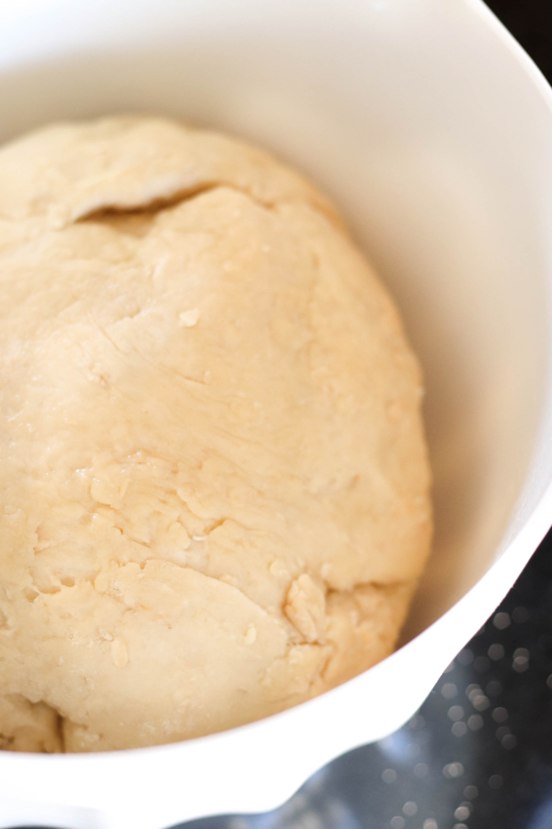 Bowl of bread dough rising