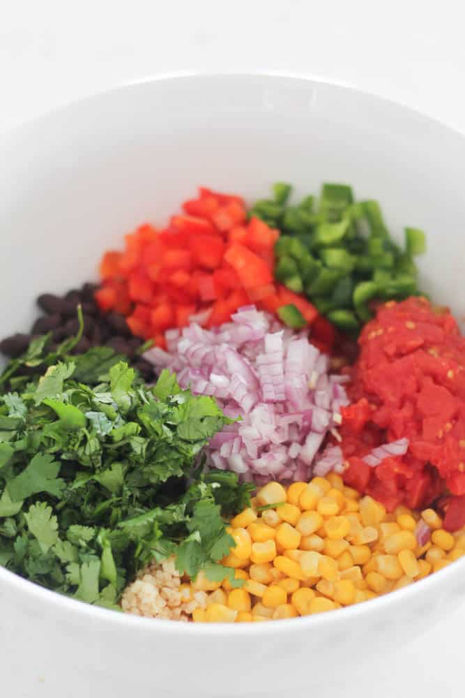 Ingredients for Black Bean and Corn Salsa in a bowl