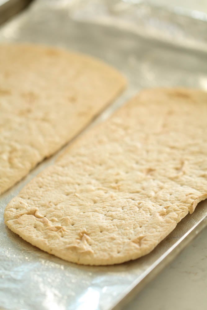 Flatbread on a cookie sheet