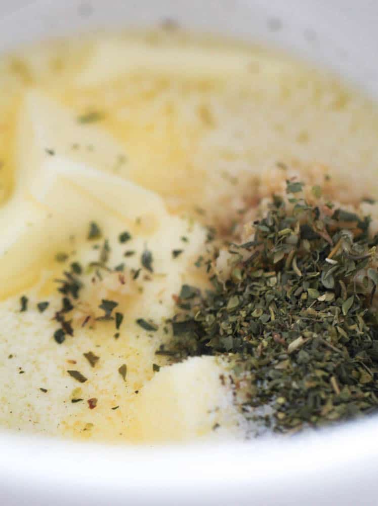 homemade garlic butter seasonings in a bowl