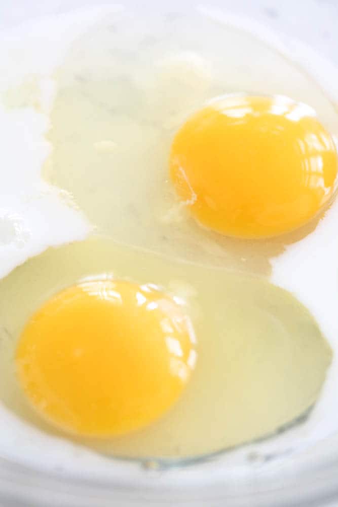 eggs and milk in a shallow bowl