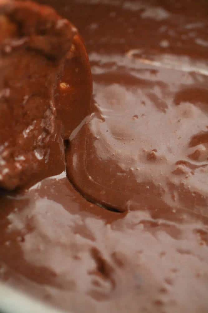 Melted bowl of chocolate chips, marshmallows and butter