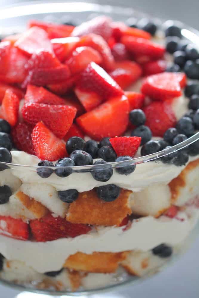 Top view of 4th of July Patriotic Berry Trifle
