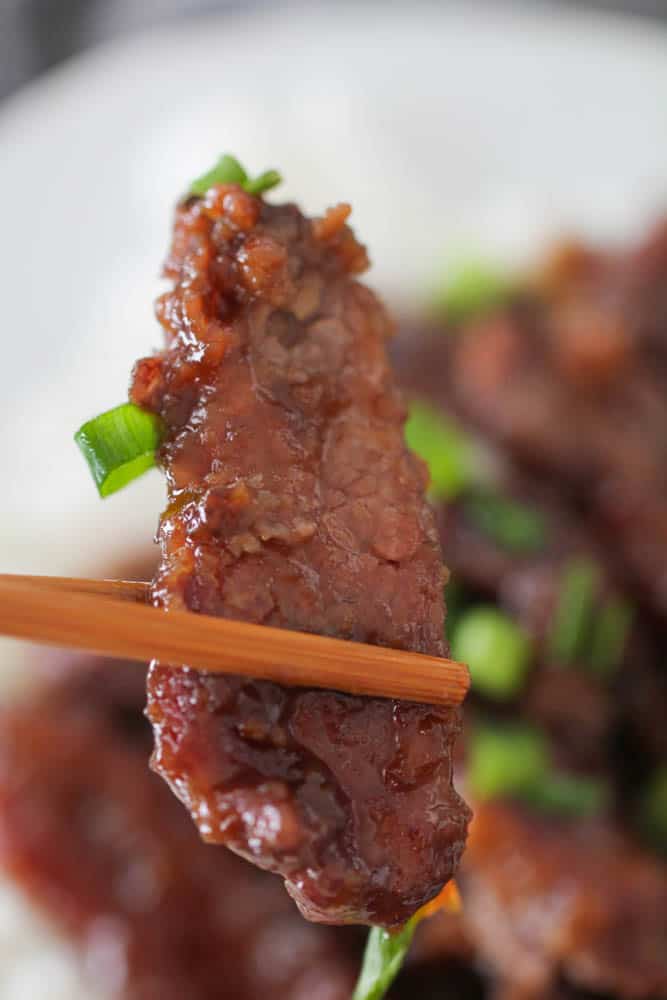 P.F. Chang's Mongolian Beef with chopsticks