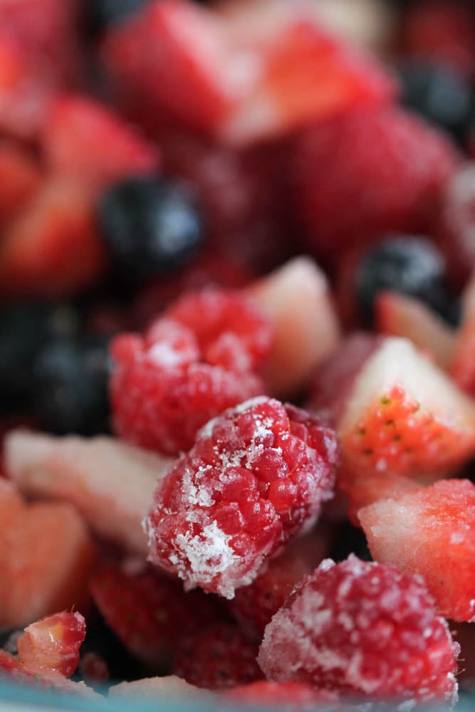 Sugar, Cornstarch and salt mixed with berries