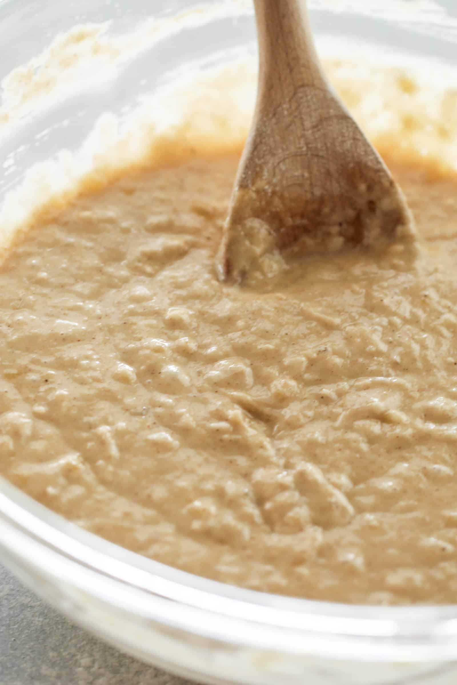 Coconut Banana Bread Muffins batter in a mixing bowl